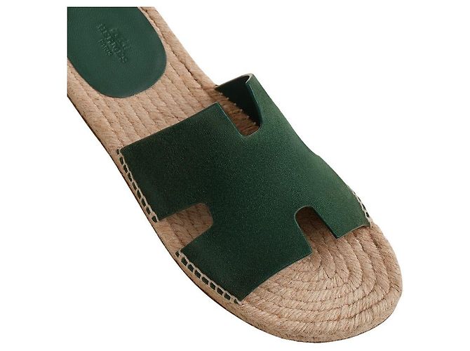 Espadrillas Hermès Antigua in scamosciato di capra verde - vista 8