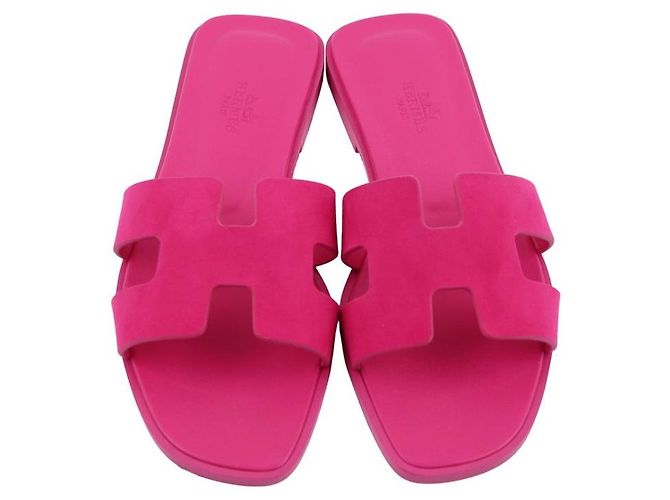 Sandali Hermès Oran Rosa in Scamosciato - vista 11