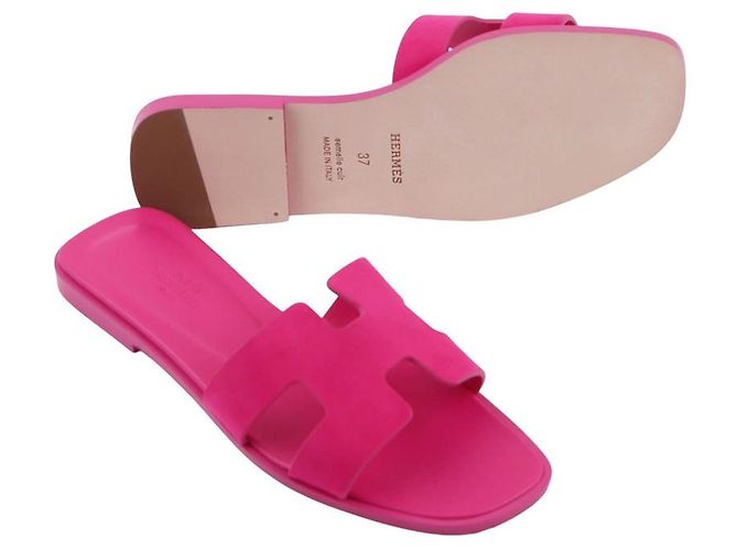 Sandali Hermès Oran Rosa in Scamosciato - vista 16