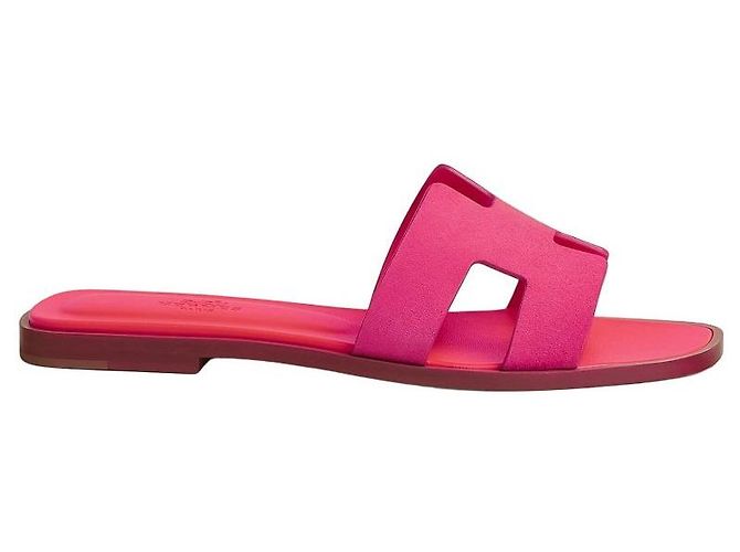 Sandali Hermès Oran Rosa in Scamosciato - vista 5