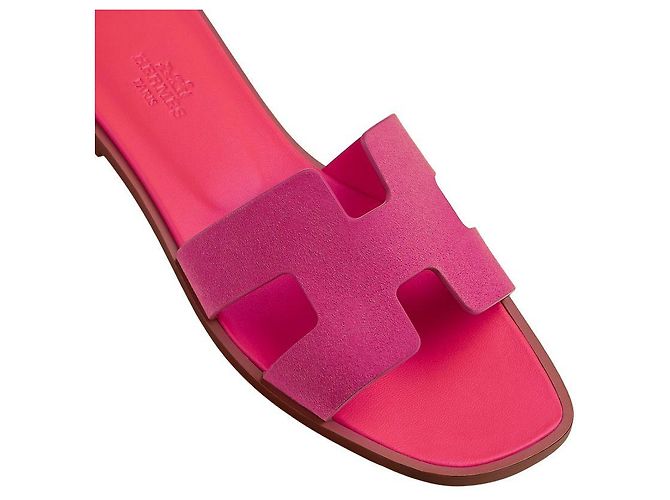 Sandali Hermès Oran Rosa in Scamosciato - vista 7