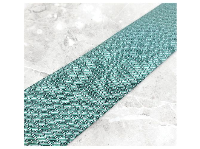 Hermès Seidenkrawatte mit grünem Muster - Ansicht 4