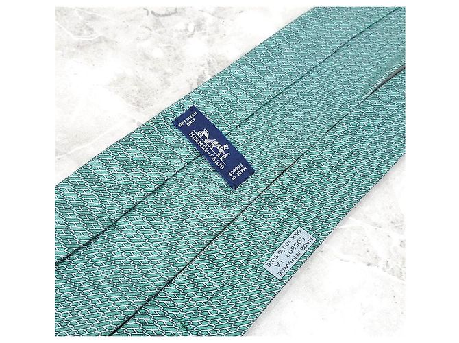 Hermès Seidenkrawatte mit grünem Muster - Ansicht 5