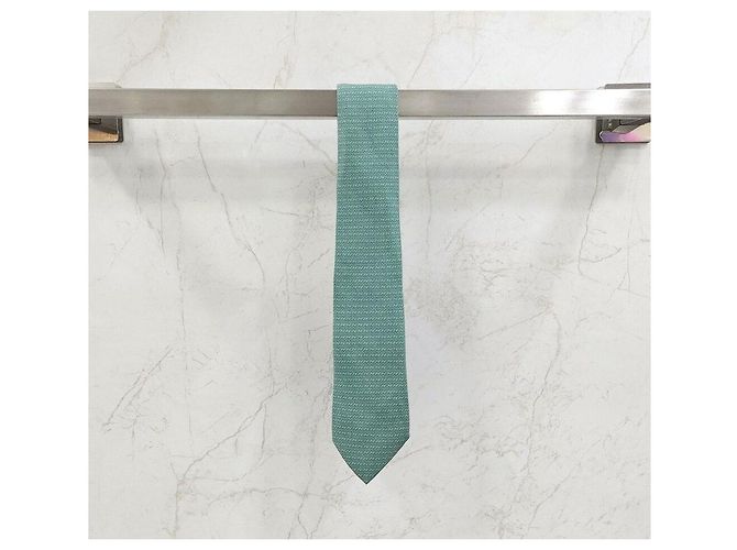 Hermès Seidenkrawatte mit grünem Muster - Ansicht 6