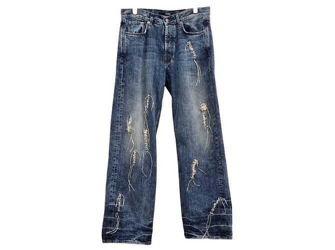 Chanel Gewaschene Denimhose mit besticktem Logo - Ansicht 4