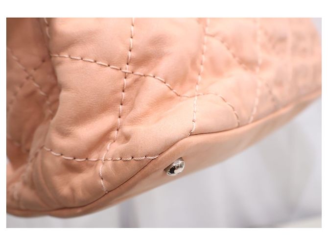 Chanel Große CC gesteppte Tote Shoulder Bag Lachsrosa Beige - Ansicht 6