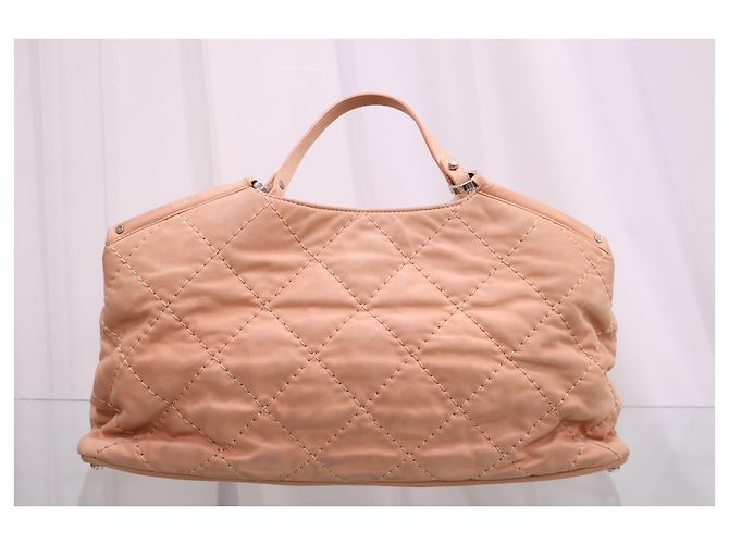 Chanel Große CC gesteppte Tote Shoulder Bag Lachsrosa Beige - Ansicht 9