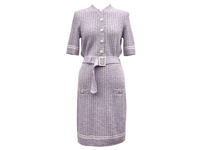 Chanel Strickkleid mit Gürtel Helllila - Ansicht 4