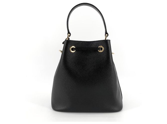 Borsa a secchiello Prada Saffiano in pelle marrone - vista 4