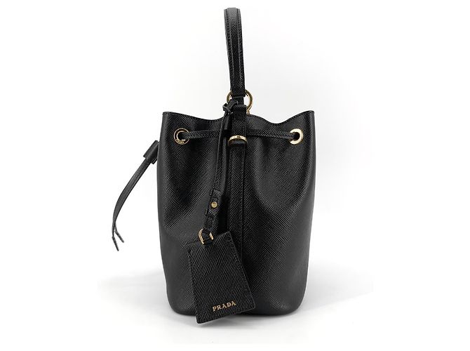 Borsa a secchiello Prada Saffiano in pelle marrone - vista 5