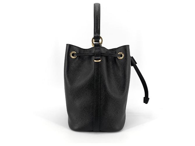 Borsa a secchiello Prada Saffiano in pelle marrone - vista 6