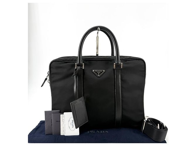 Prada Borsetta da uomo in nylon con logo triangolare - vista 2