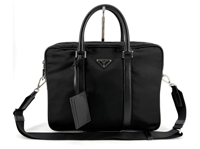 Prada Borsetta da uomo in nylon con logo triangolare - vista 3