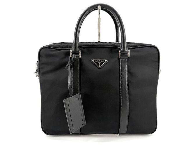 Prada Borsetta da uomo in nylon con logo triangolare - vista 4