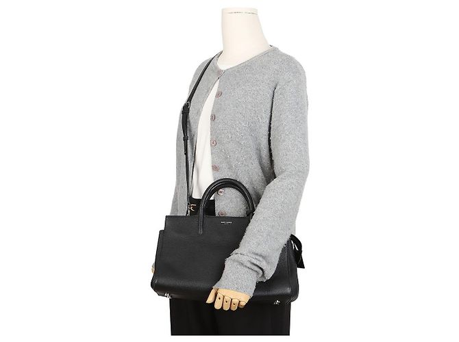 Autre Marque Small Cabas Rive Gauche in pelle nera, borsa tote e borsa a tracolla - vista 12