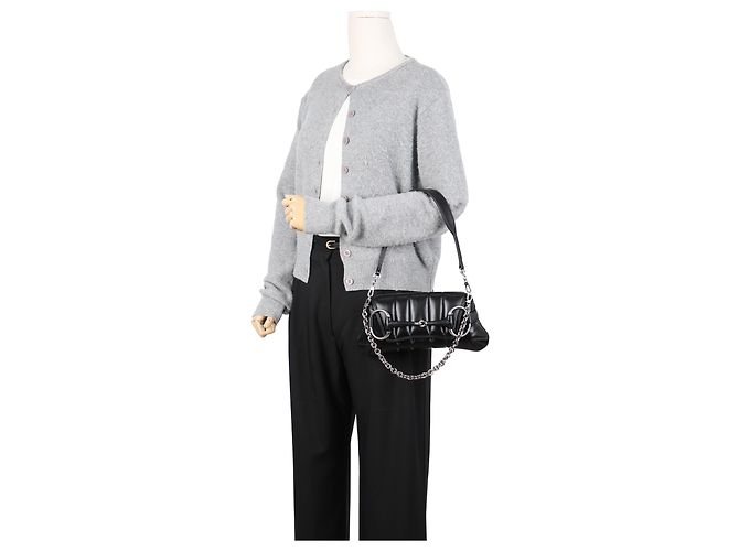 Gucci Picca borsa a tracolla con catena Horsebit Nera - vista 15