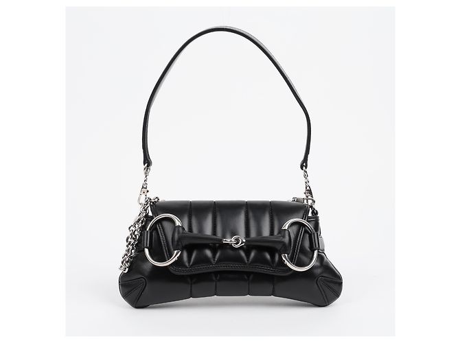 Gucci Picca borsa a tracolla con catena Horsebit Nera - vista 2