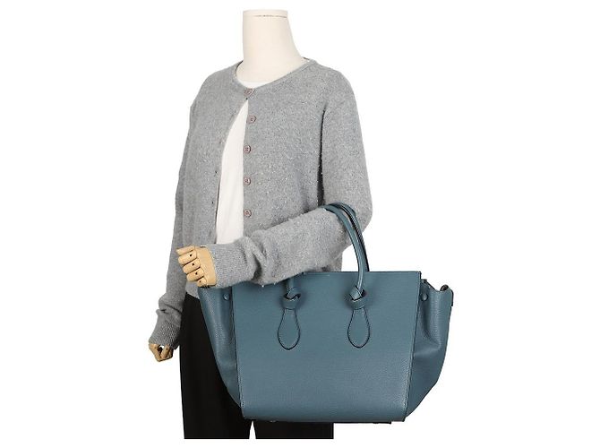 Borsa Tote Tie Céline in pelle marrone - vista 18