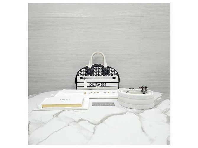 Dior Borsa Bowling Vibe con zip Small Black White Houndstooth - vista 10