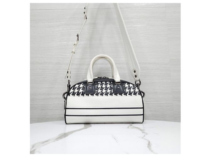 Dior Borsa Bowling Vibe con zip Small Black White Houndstooth - vista 13