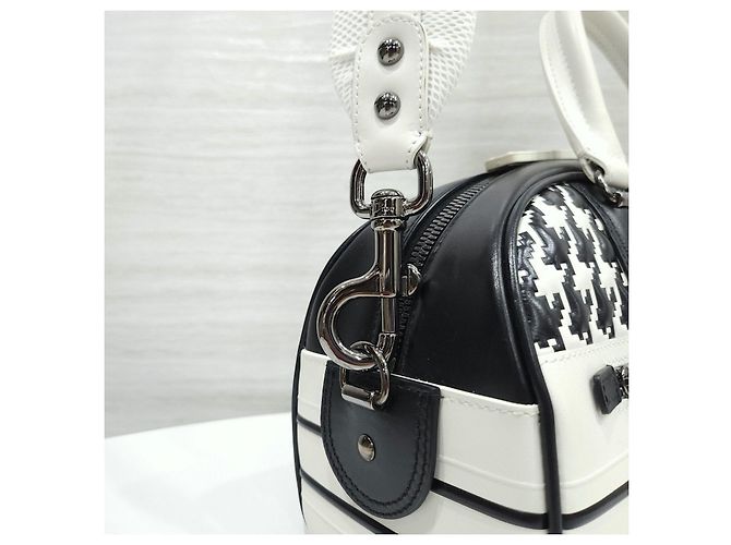 Dior Borsa Bowling Vibe con zip Small Black White Houndstooth - vista 14