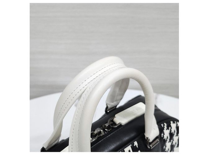 Dior Borsa Bowling Vibe con zip Small Black White Houndstooth - vista 15