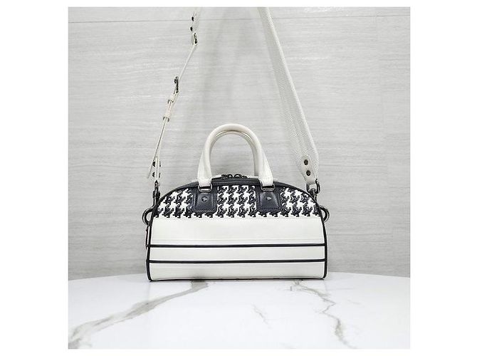 Dior Borsa Bowling Vibe con zip Small Black White Houndstooth - vista 3