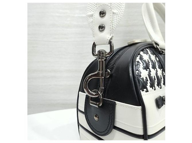 Dior Borsa Bowling Vibe con zip Small Black White Houndstooth - vista 4
