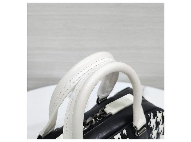 Dior Borsa Bowling Vibe con zip Small Black White Houndstooth - vista 5