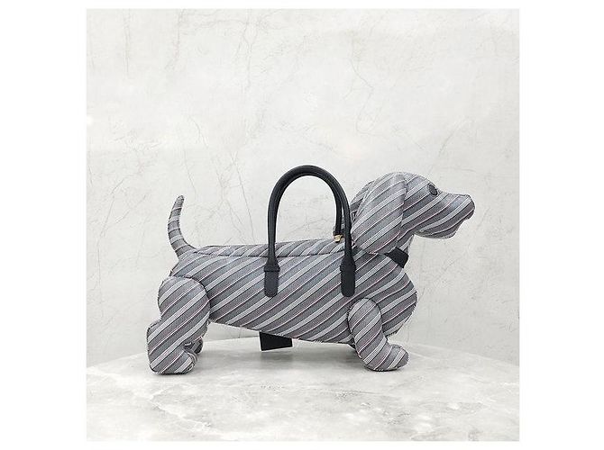 Thom Browne Borsa Tote Large Hector Logo Print in pelle Pebble Grain - vista 2