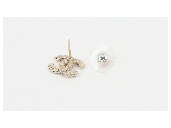 Chanel Orecchini Classic CC Logo Crystal Pearl Earrings Gold - vista 4