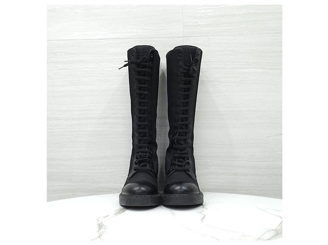 Prada Stivaletti stringati in Re-Nylon e pelle spazzolata - vista 11