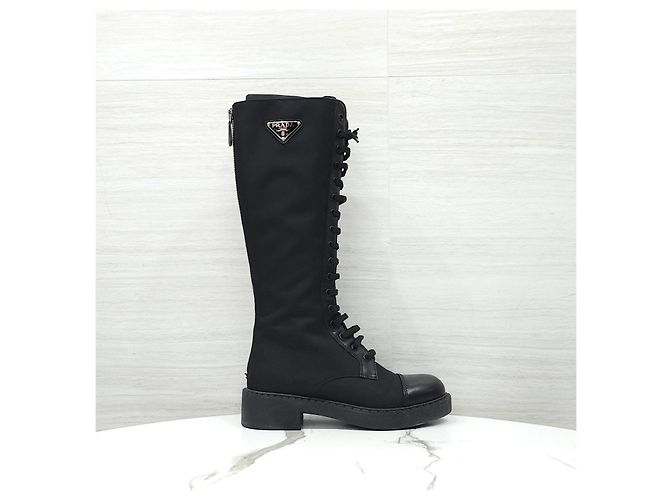Prada Stivaletti stringati in Re-Nylon e pelle spazzolata - vista 13