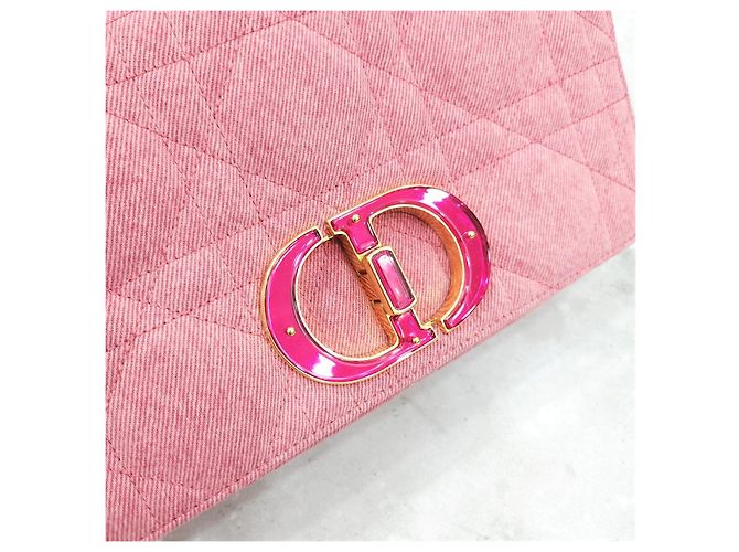 Dior Karo Shoulder Bag Medium Denim Bright Pink - Ansicht 14
