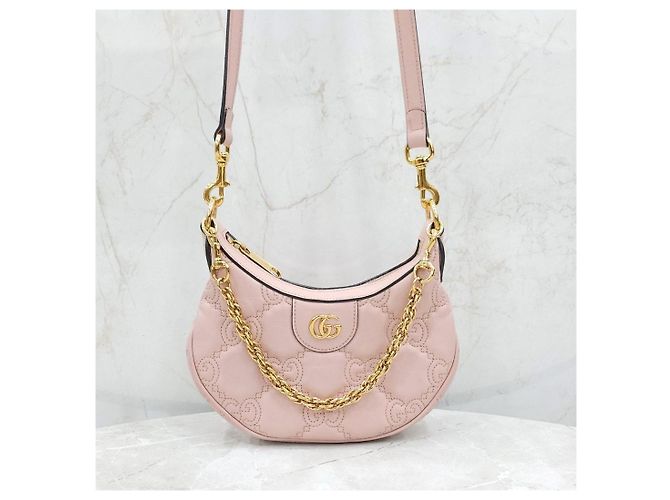 Gucci Mini Bolsa de Corrente GG Matelassé acolchoada rosa claro - vista 10