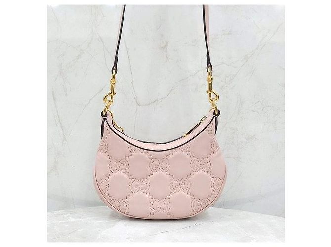 Gucci Mini Bolsa de Corrente GG Matelassé acolchoada rosa claro - vista 3