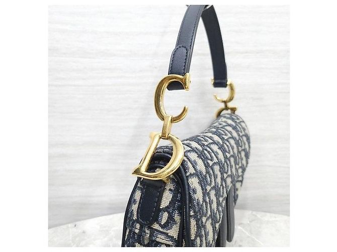 Dior Borsa a tracolla Oblique Mini Saddle Navy - vista 4