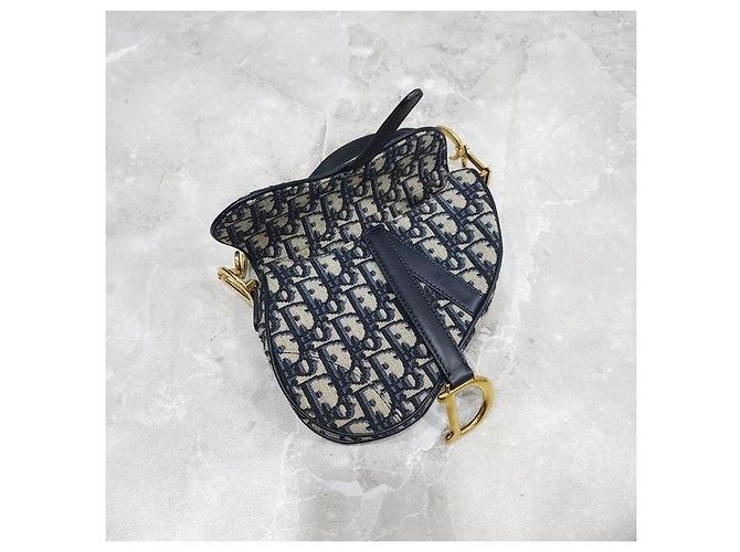 Dior Borsa a tracolla Oblique Mini Saddle Navy - vista 7