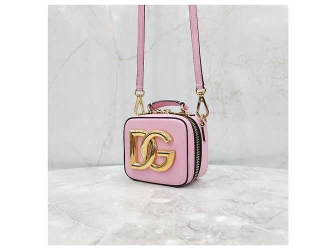 Dolce & Gabbana Micro Borsa in Pelle di Vitello Logo Rosa - vista 10