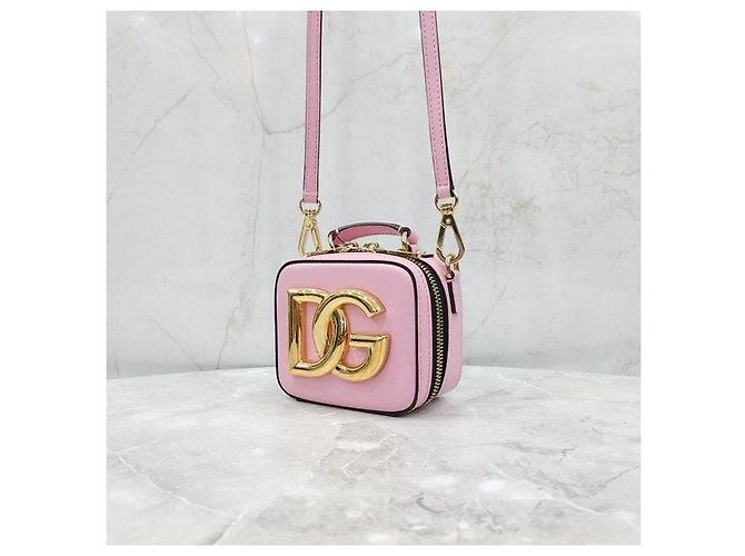 Dolce & Gabbana Micro Borsa in Pelle di Vitello Logo Rosa - vista 2