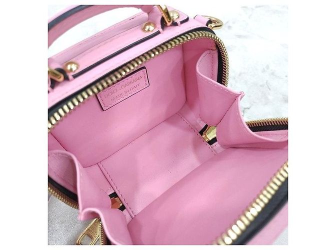 Dolce & Gabbana Micro Borsa in Pelle di Vitello Logo Rosa - vista 8