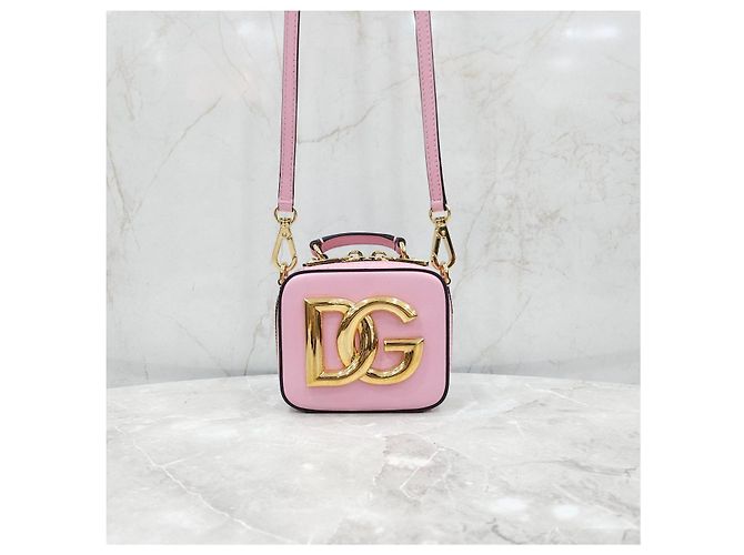 Dolce & Gabbana Micro Borsa in Pelle di Vitello Logo Rosa - vista 9