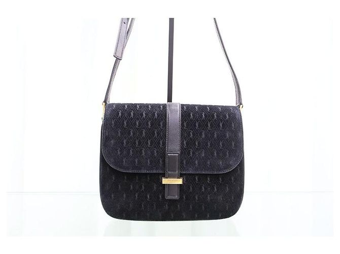 Autre Marque Borsa a tracolla Monogram Small Velvet Satchel Nera - vista 2
