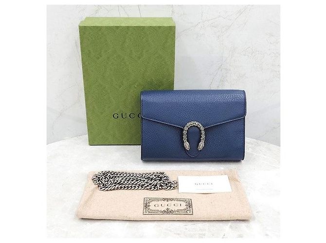 Gucci Mini Borsa a Catena Dionysus in Pelle Navy - vista 7