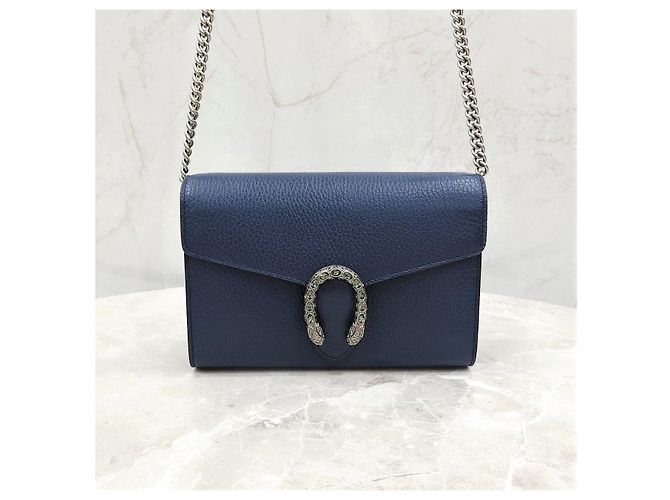 Gucci Mini Borsa a Catena Dionysus in Pelle Navy - vista 8