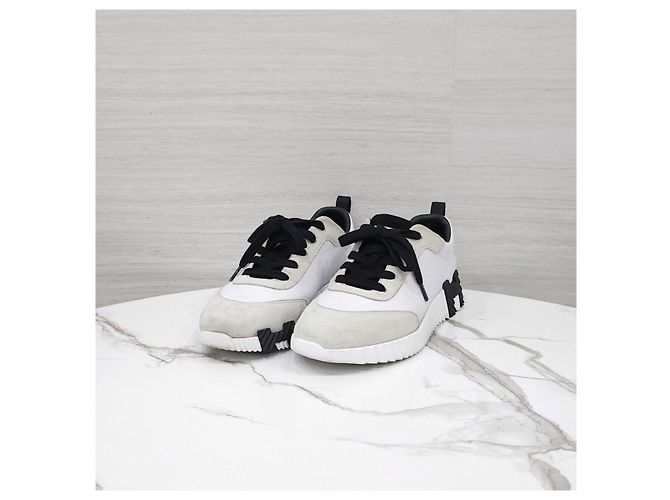 Hermès Baskets Bouncing en cuir blanc - vue 10