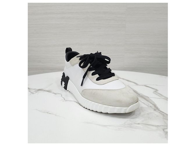 Hermès Baskets Bouncing en cuir blanc - vue 15