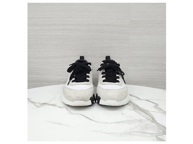 Hermès Baskets Bouncing en cuir blanc - vue 2