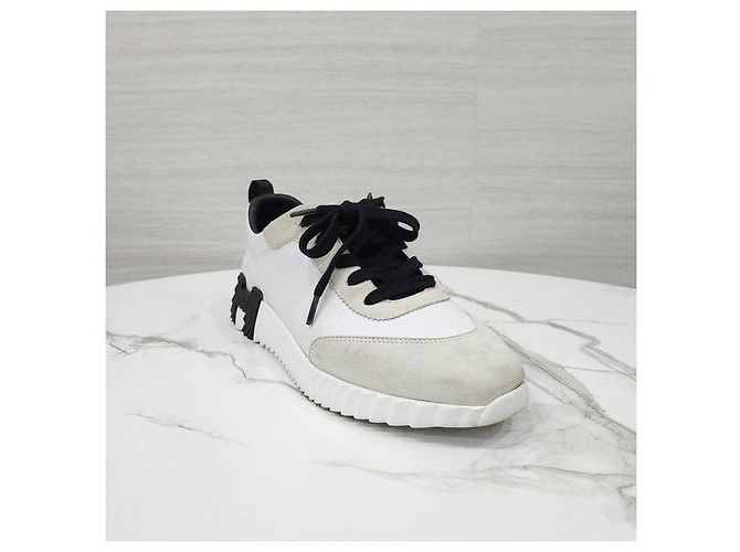 Hermès Baskets Bouncing en cuir blanc - vue 6