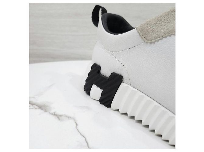 Hermès Baskets Bouncing en cuir blanc - vue 7
